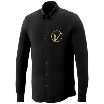 Picture of BIGELOW LONG SLEEVE MENS PIQUE SHIRT in Black Solid