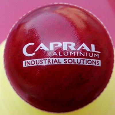 Picture of LEATHER COVERED CRICKET BALL.