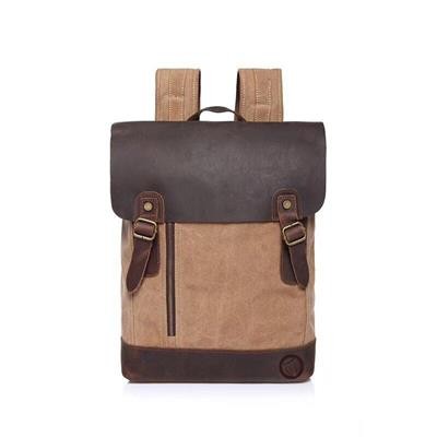 Picture of ECO RECYCLED CANVAS AND LEATHER LAPTOP BACKPACK RUCKSACK.