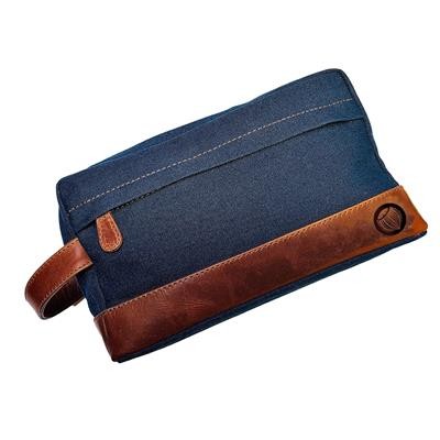 Picture of ECO RECYCLED CANVAS AND LEATHER TOILETRY BAG.