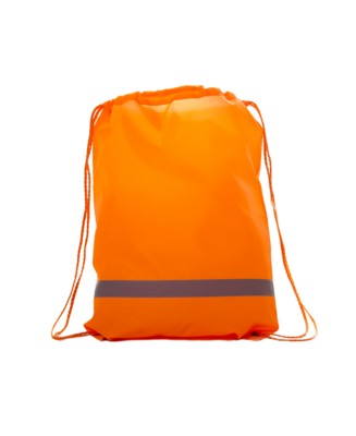 Picture of PREMIUM REFLECTIVE BACKPACK RUCKSACK 210D with Reflective Strip in Orange.