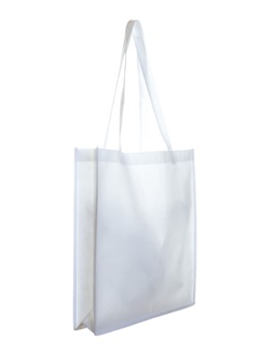 Picture of 4100 NON WOVEN BAG with Gusset in White.