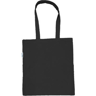 Picture of 8OZ BLACK ORGANIC COTTON SHOPPER with Long Handles.