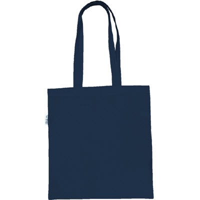 Picture of 5OZ NAVY BLUE ORGANIC COTTON SHOPPER with Long Handles.