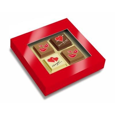 Picture of BOX with 4 Printed Valentines Chocolate