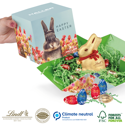 Picture of PERSONALISED LINDT EASTER LARGE CUBE GIFT BOX.