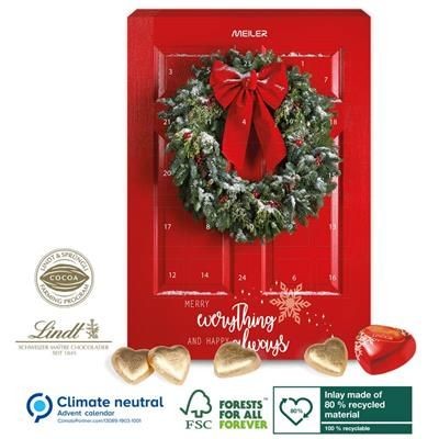 Picture of PERSONALISED LINDT CHOCOLATE HEART WALL CALENDAR.