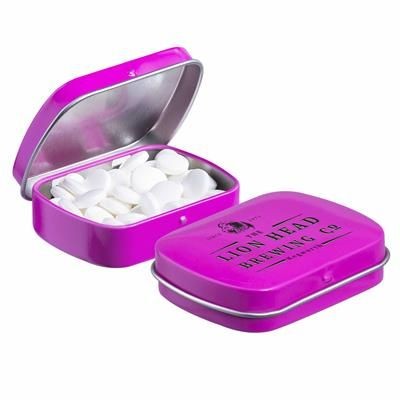 Picture of PERSONALISED COLOUR HINGED MINTS TIN.