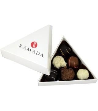Picture of PERSONALISED TRIANGULAR CHOCOLATE TRUFFLE BOX