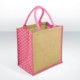 Picture of GREEN & GOOD BRIGHTON JUTE SHOPPER TOTE BAG in Natural & Pink