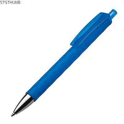Picture of PLASTIC BALL PEN with Patterns in Blue.