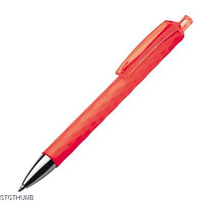 Picture of PLASTIC BALL PEN with Patterns in Red.