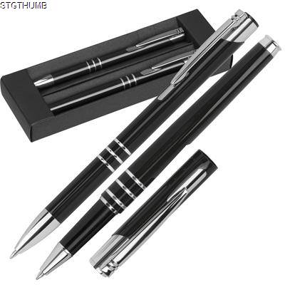 Picture of WRITING SET with Ball Pen & Rollerball Pen in Black.