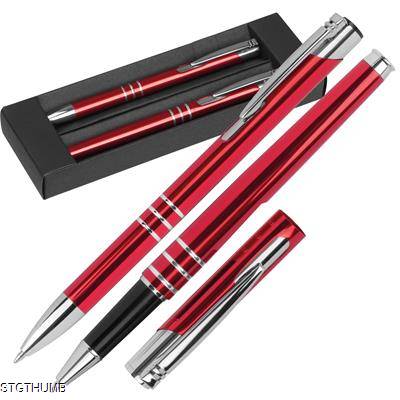 Picture of WRITING SET with Ball Pen & Rollerball Pen in Red.