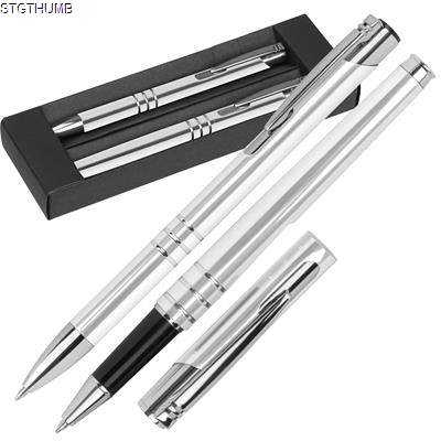 Picture of WRITING SET with Ball Pen & Rollerball Pen in White.