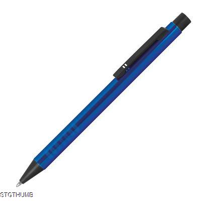 Picture of RETRACTABLE BALL PEN MADE OF METAL in Blue.