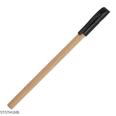 Picture of WOOD BALL PEN with Black Plastic Cap in Brown.