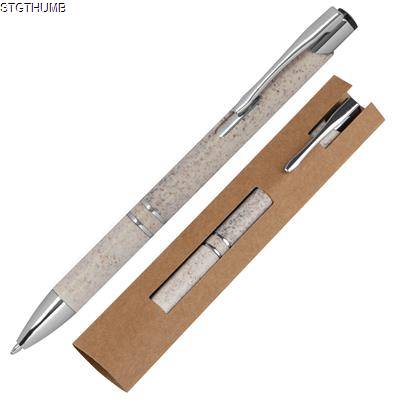 Picture of NATURE BALL PEN with Silver Applications in Beige.