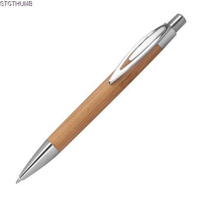 Picture of BAMBOO BALL PEN with Sharp Clip in Beige.
