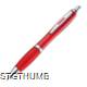 Picture of CLEAR TRANSPARENT BALL PEN with Rubber Grip in Red