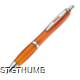 Picture of CLEAR TRANSPARENT BALL PEN with Rubber Grip in Orange