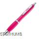 Picture of CLEAR TRANSPARENT BALL PEN with Rubber Grip in Pink