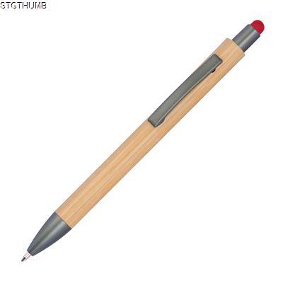 Picture of BALL PEN with Bamboo Coating in Red.