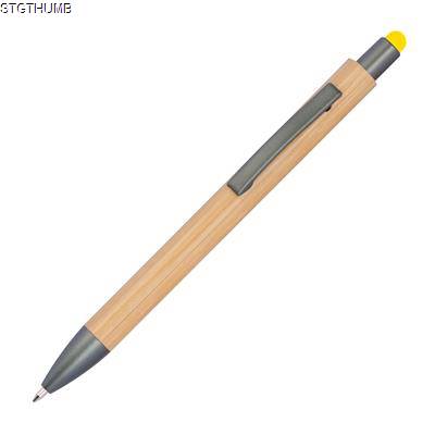 Picture of BALL PEN with Bamboo Coating in Yellow.