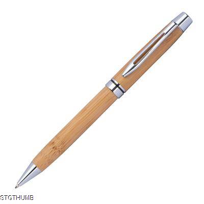 Picture of WOOD BALL PEN with Metal Applications in Beige.