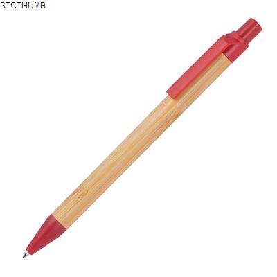Picture of WHEATSTRAW AND BAMBOO BALL PEN in Red.