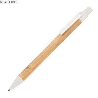 Picture of WHEATSTRAW AND BAMBOO BALL PEN in White.