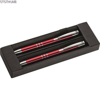 Picture of METAL PEN & PENCIL SET in Red