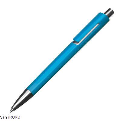 Picture of COLOURFUL PLASTIC BALL PEN in Light Blue.