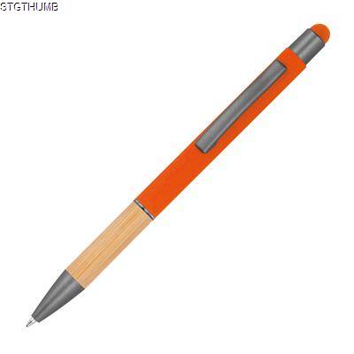 Picture of BALL PEN with Bamboo Grip Zone in Orange.