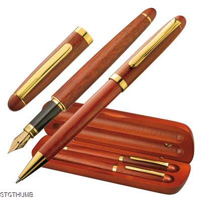 Picture of ROSEWOOD WOOD PEN SET in Brown.