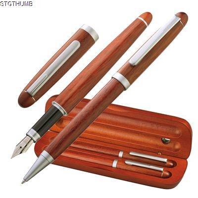 Picture of ROSEWOOD WOOD PEN SET in Brown.