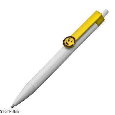 Picture of SMILEY BALL PEN with Clip in Yellow.