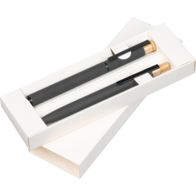Picture of WRITING SET with Pen & Rollerball Pen Made From Recycled Aluminium Metal in Anthracite Grey 