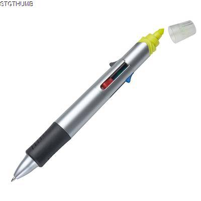 Picture of 4 COLOUR PLASTIC BALL PEN & HIGHLIGHTER