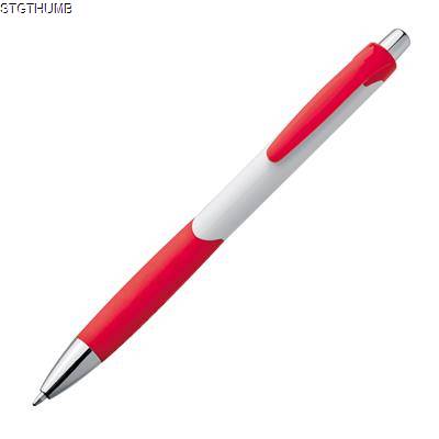 Picture of PLASTIC BALL PEN in White & Red.