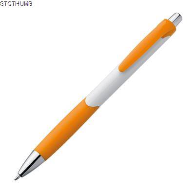 Picture of PLASTIC BALL PEN in White & Orange