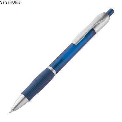 Picture of PLASTIC BALL PEN in Frosted Blue.