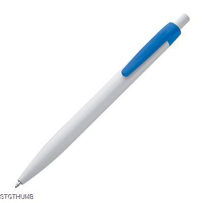 Picture of PLASTIC BALL PEN in White & Blue.