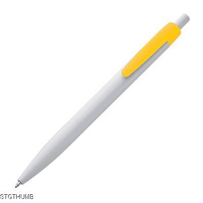 Picture of PLASTIC BALL PEN in White & Yellow