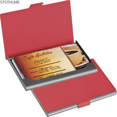 Picture of METAL BUSINESS CARD HOLDER in Red.