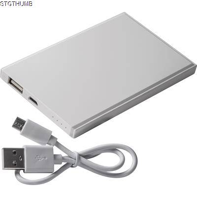 Picture of PLASTIC POWERBANK in White.