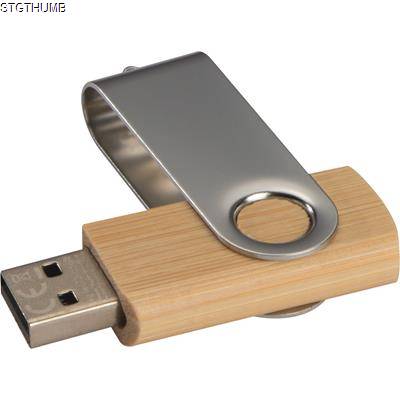 Picture of TWIST USB STICK with Medium Wood Cover in Brown.
