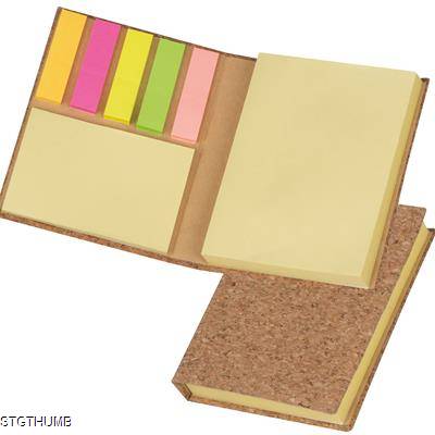 Picture of STICKY MARKER AND STICKY NOTE BOOK in Cork Envelope in Beige.