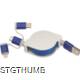 Picture of EXTENDABLE CHARGER CABLE with 3 Plugs in Blue