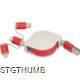 Picture of EXTENDABLE CHARGER CABLE with 3 Plugs in Red